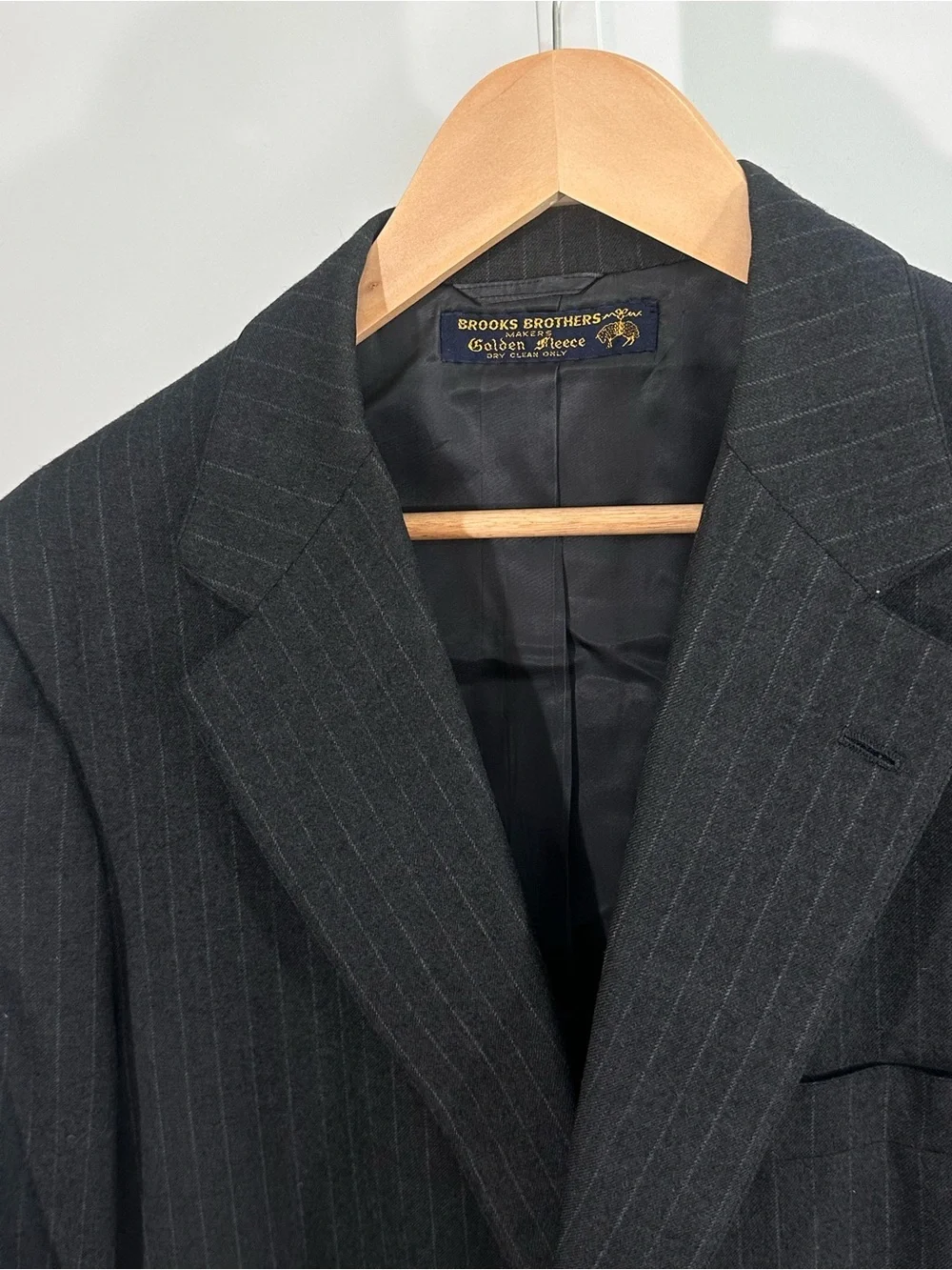 Brooks Brothers Golden Fleece 46R Charcoal Pinstripe Wool Blazer USA Made Ivy